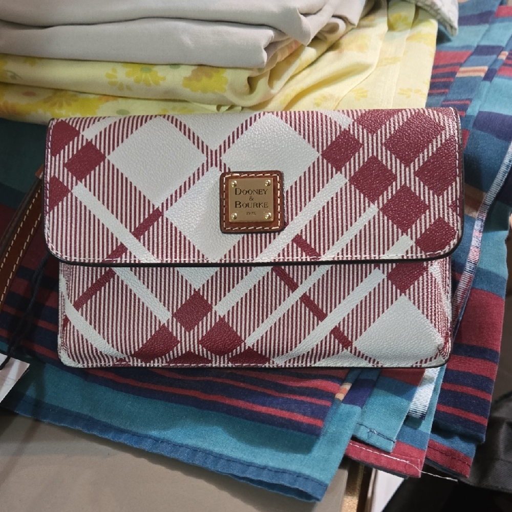 NWT Cranberry Plaid Milly Wristlet